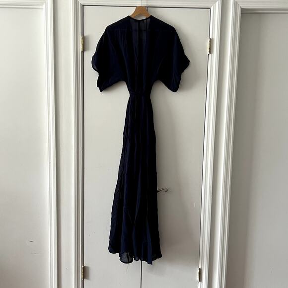 Reformation winslow maxi wrap Dress navy blue size S UB - Picture 6 of 6